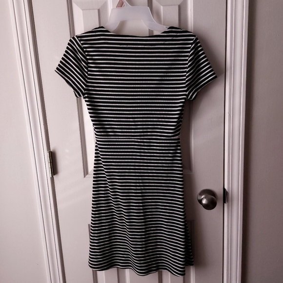 Pink Rose - Black & White Striped Mini Dress - Picture 4 of 8